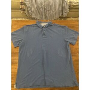 Tommy Hilfiger Mens XL Polo Shirt Blue Custom Fit Short Sleeve Cotton Logo Chest